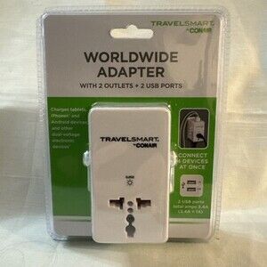Conair Worldwide Adapter with 2 Outlets & 2 USB Ports TS240x